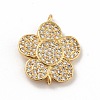 Brass Micro Pave Cubic Zirconia Connector Charms KK-B059-03G-1