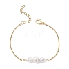 Shell Pearl White Round Graduated Beaded 304 Stainless Steel Cable Chain Bracelets for Women BJEW-JB12981-2