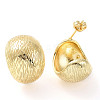 Rack Plating Brass Textured Half Round Stud Earrings EJEW-G315-08G-2