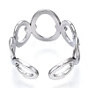Non-Tarnish 304 Stainless Steel Oval Open Cuff Ring LS-RJEW-N040-08-3