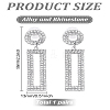 1 Pairs Brass Rhinestone Ring with Rectangle Dangle Stud Earrings for Women EJEW-LP0001-91P-2