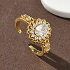 Brass Micro Pave Cubic Zirconia Cuff Open Rings RJEW-C163-19G-1