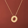 Brass Micro Pave Clear Cubic Zirconia Initial Pendant Necklaces for Women FS-WGDC51D-15-1