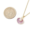 Alloy Enamel & ABS Plastic Imitation Pearl Shell Shape Pendant Necklaces NJEW-JN05173-3