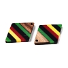 Jamaican Colour Epoxy Resin & Walnut Wood Pendants RESI-N039-122N-2