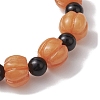 3Pcs 3 Styles Halloween Skull & Pumpkin Resin Beaded Stretch Bracelet Sets BJEW-JB10877-5