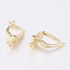 Brass Micro Pave Cubic Zirconia Hoop Earring Findings with Latch Back Closure ZIRC-K075-37G-2