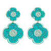 Flower Seed Beads & Cloth Dangle Stud Earrings FS-WGC791C-01-1
