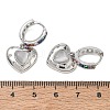 Brass Micro Pave Cubic Zirconia and Cat Eye Beads Heart Hoop Dangle Earrings KK-CBAD9DF-01P-D-3