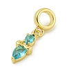 Rack Plating Brass Pave Light Blue Cubic Zirconia Lipstick European Dangle Charms KK-Z067-53G-2