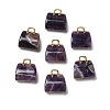 Natural Amethyst Brass Pendants KK-E274-01G-18-1