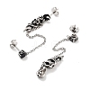 Halloween Skull 316 Surgical Stainless Steel Pave Black Cubic Zirconia Dangle Chains Stud Earrings EJEW-Z050-59AS-2