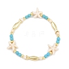 Synthetic Turquoise & Brass Beaded Stretach Bracelets for Women BJEW-JB12487-2