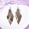 430 Stainless Steel Leaf Dangle Earrings EJEW-A137-10P-02-2