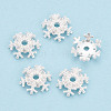 925 Sterling Silver Micro Pave Clear Cubic Zirconia Bead Caps STER-T008-42S-1