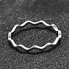 Anti-Tarnish Rhodium Plated 925 Sterling Silver Minimalist Wave Finger Ring for Women JR873A-4