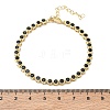 Brass Pave Cubic Zirconia Flat Round Link Chain Bracelets KK-CBA6980-17G-A-5