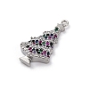 Christmas Series Brass Micro Pave Cubic Zirconia Pendants KK-Q010-01P-05-2