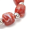 3Pcs Two Tone Acrylic & CCB Plastic Cuboid Beaded Stretch Bracelets for Women BJEW-JB13302-01-5