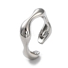 Rack Plating Brass Twist Wave Open Cuff Rings for Women X-RJEW-Q777-08P-1