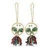 Butterfly Brass & Natural Green Aventurine Pendant Decorations HJEW-Z007-04G-05-1