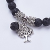 Natural Lava Rock Stretch Charm Bracelets BJEW-JB03478-01-2