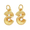 Brass Micro Pave Clear Cubic Zirconia Charms KK-F941-24G-1