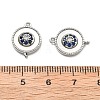 Brass Micro Pave Blue Cubic Zirconia and Shell Connector Pendants KK-B129-17P-3