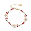 Brass Enamel Cherry Link Chain Bracelets for Women BJEW-JB14046-3