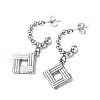 Non-Tarnish 304 Stainless Steel Rhombus Dangle Stud Earrings LS-STAS-B034-04P-1