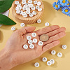50Pcs 5 Style White Flat Round with Black Letter Silicone Beads SIL-TA0001-49-14