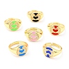 Adjustable Real 18K Gold Plated Brass Enamel Finger Ringss RJEW-L071-27G-1