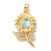 Brass Micro Pave Cubic Zirconia with Resin Pendants KK-G517-05G-01-1