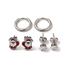 3 Pairs 3 Styles Christmas 304 Stainless Steel Hoop & Studs Earrings Set for Women EJEW-K279-12H-P-2