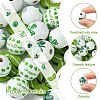40Pcs 4 Styles Saint Patrick's Day Theme Spray Painted Natural Wood Beads WOOD-FS0001-13-2