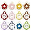 24Pcs 12 Colors Frosted Painted Colored Alloy Pendants FIND-TA0003-24-1