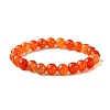 8mm Round Natural Dragon Veins Agate Beaded Stretch Bracelets for Women BJEW-TA00532-1