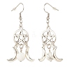 Woven Net with Natural Howlite Dangle Earrings EJEW-JE04945-03-2