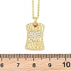 Brass Micro Pave Cubic Zirconia Rectangle with Heart Pendant Adjustable Slider Necklaces KK-CBA4547-08G-03-4