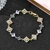 Brass Micro Pave Clear Cubic Zirconia Link Chain Bracelets for Women BJEW-C156-06C-PG-2