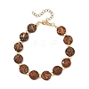 Natural Sesame Jasper & Brass Spacer Beads Beaded Bracelets for Women BJEW-JB14112-04-3