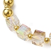 Round Natural White Jade & Cube Glass Beaded Stretch Bracelets for Women BJEW-JB11052-3