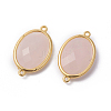 Golden Tone Brass Rose Quartz Links X-G-F339-A08-2