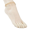 Natural Morganite Nuggets & 304 Stainless Steel Link Chain 3 Layer Anklets for Women AJEW-AN00743-02-4