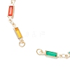Brass Glass Rectangle Link Chain Bracelet Making AJEW-JB01399-3
