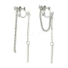 Rertangle Alloy Chain Tassel Clip-on Earrings for Women Men LS-EJEW-C093-02P-1