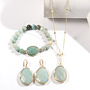 Oval Alloy with Natural Flower Amazonite Pendant Necklaces & Beaded Bracelets & Dangle Earrings Sets WGD3DFC-01-1