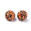 Painted Natural Wood Beads WOOD-S057-024P-2