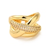 Brass Micro Pave Clear Cubic Zirconia Open Cuff Rings for Women RJEW-A048-06G-2