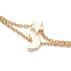 3Pcs 3 Styles Brass Clover Cross Moon Star Link 304 Stainless Steel Cable Chain Anklets for Women AJEW-AN00748-5